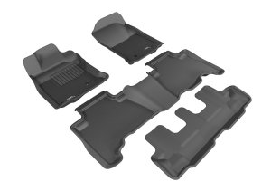 Toyota 4Runner Floor Mat Set - Front + Rear - 3D MAXpider - Kagu Series - Black - `10-`12